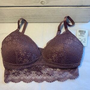 Prima Valentina Lace Bralette 34B Mauve NWT Wireless Soft Cup Bra